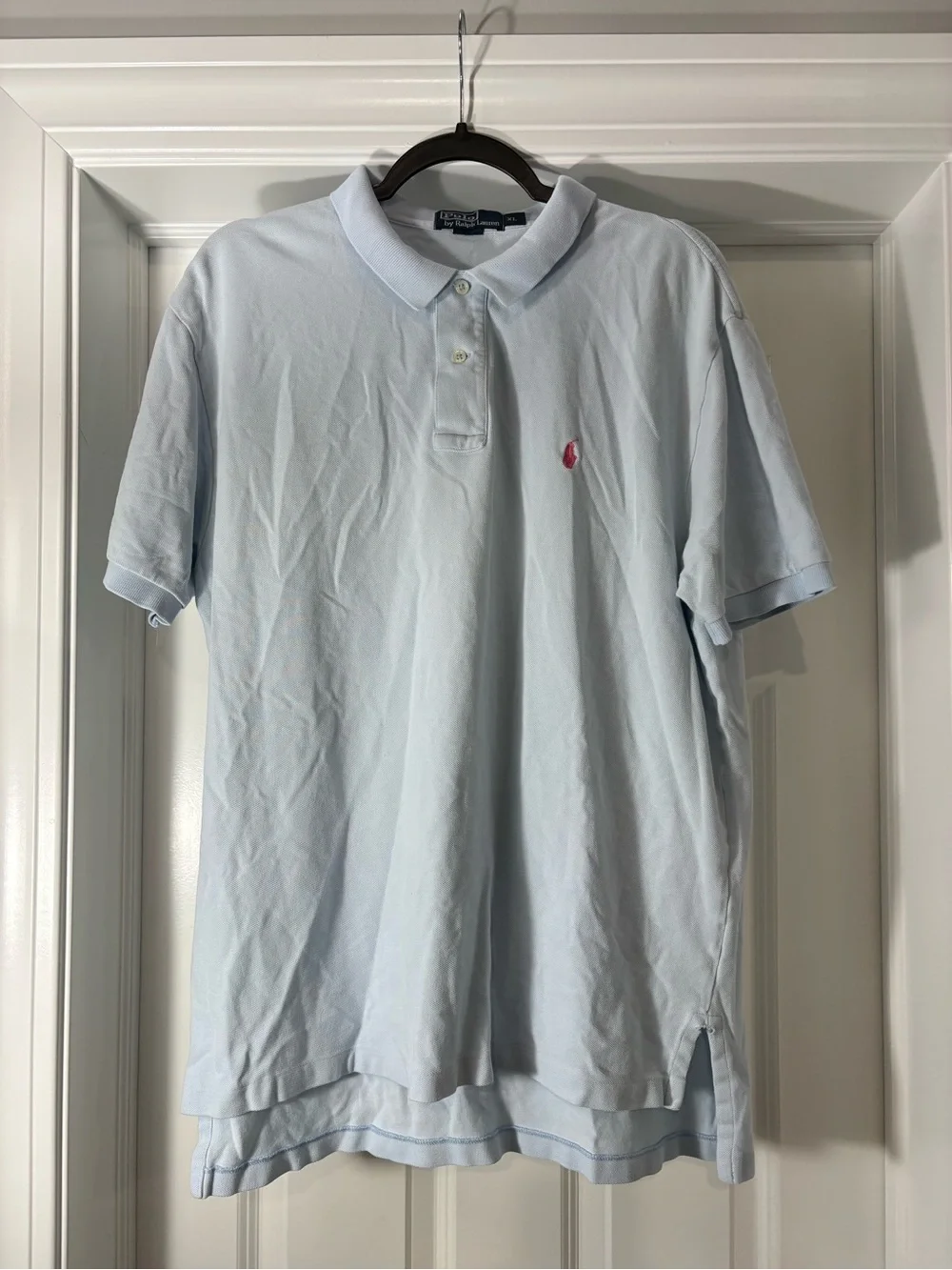 Ralph Lauren Pale Blue Men's Polo with Pink Pony